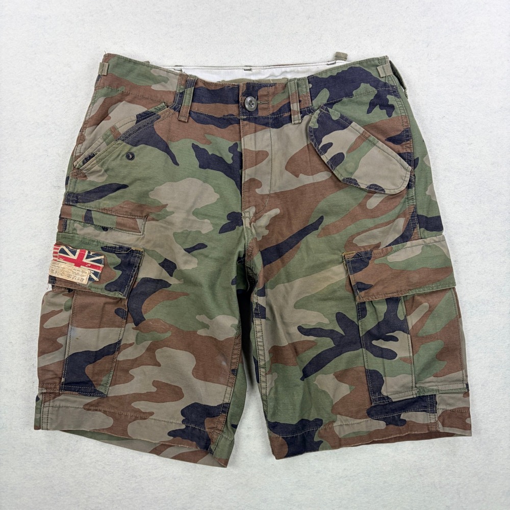 Denim & Supply Ralph Lauren Mens Camo Cargo Shorts Green Brown Size 29